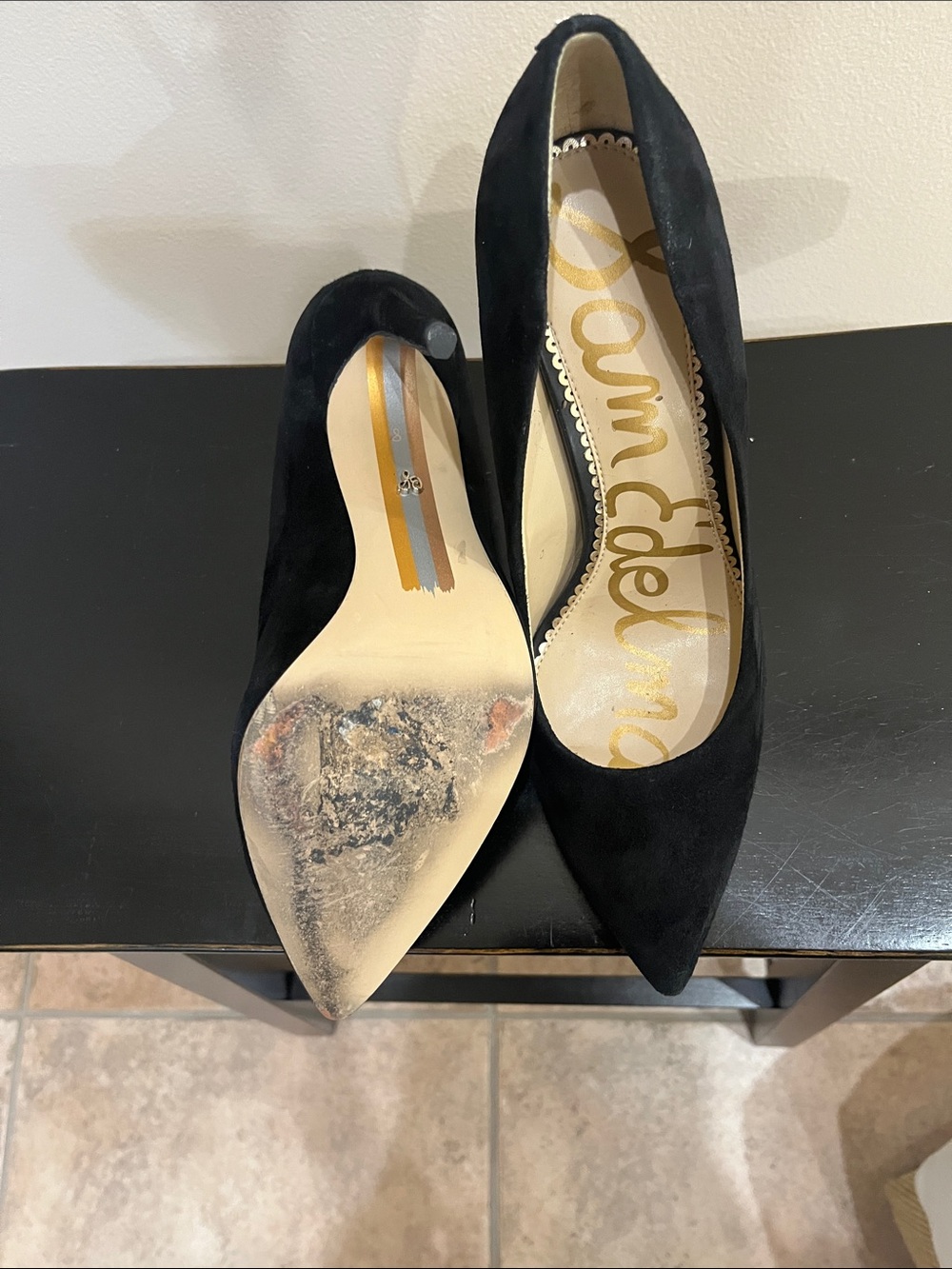Sam Edelman Danna Classic Black Suede Pointed-Toe Stiletto Pumps - Picture 11 of 12